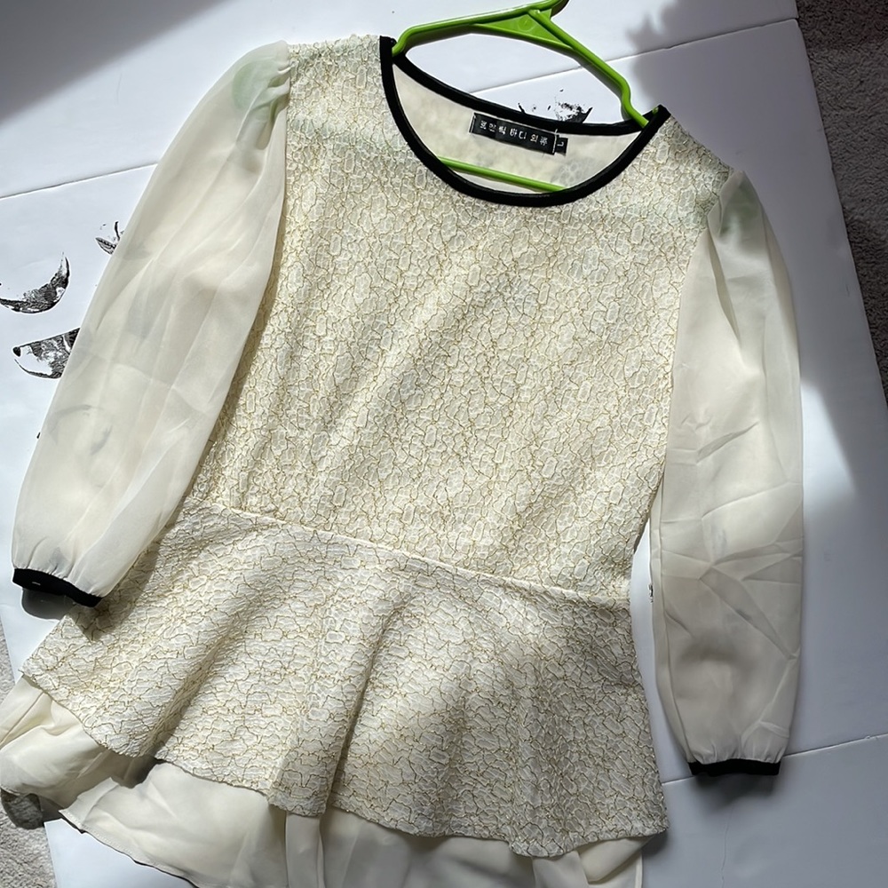 Cream and Gold Blouse size Large